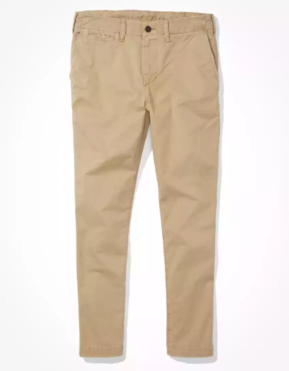 Pantalon American Eagle AE Flex Slim Lived-In Khaki Kaki Clair Homme | TDU-92253986